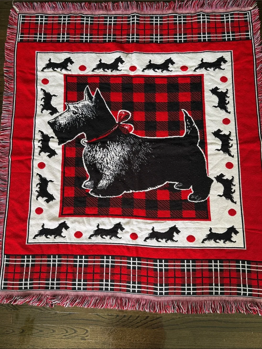 Beacon Scottie Dog Red & Black Plaid Throw Blanket - Made in USA